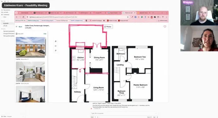 Sketching renovation ideas live on screen