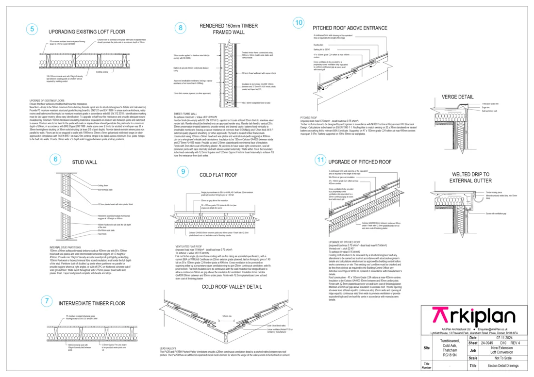 Building regs notes sheet