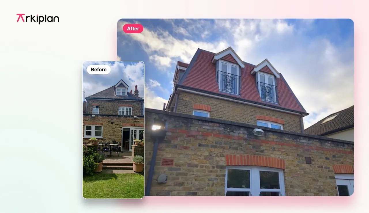 Before and after of a mansard loft conversion in Sutton