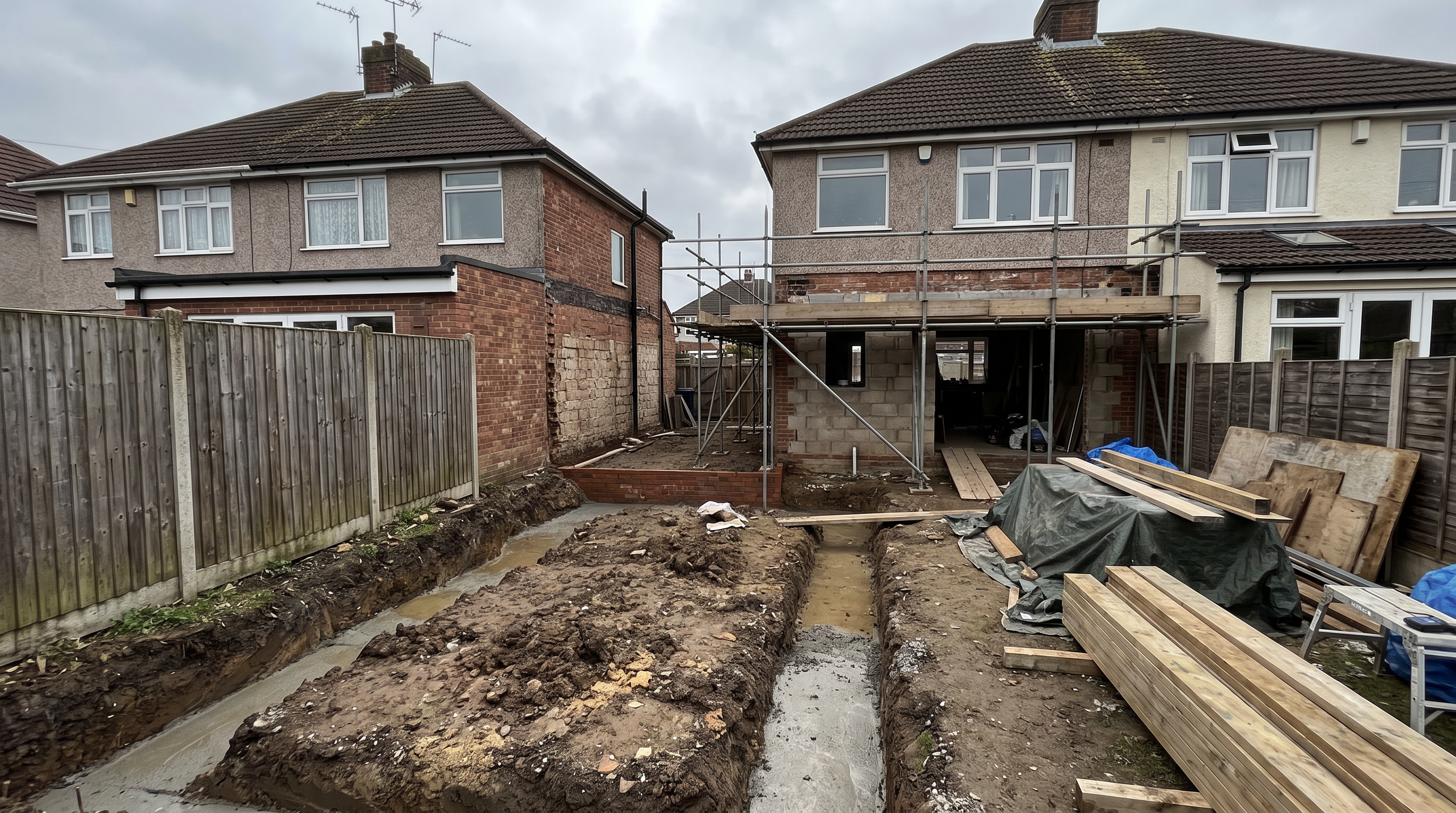An example party wall pack laid out on a table — a sample notice to an adjoining owner and a signed party wall award for a home extension.