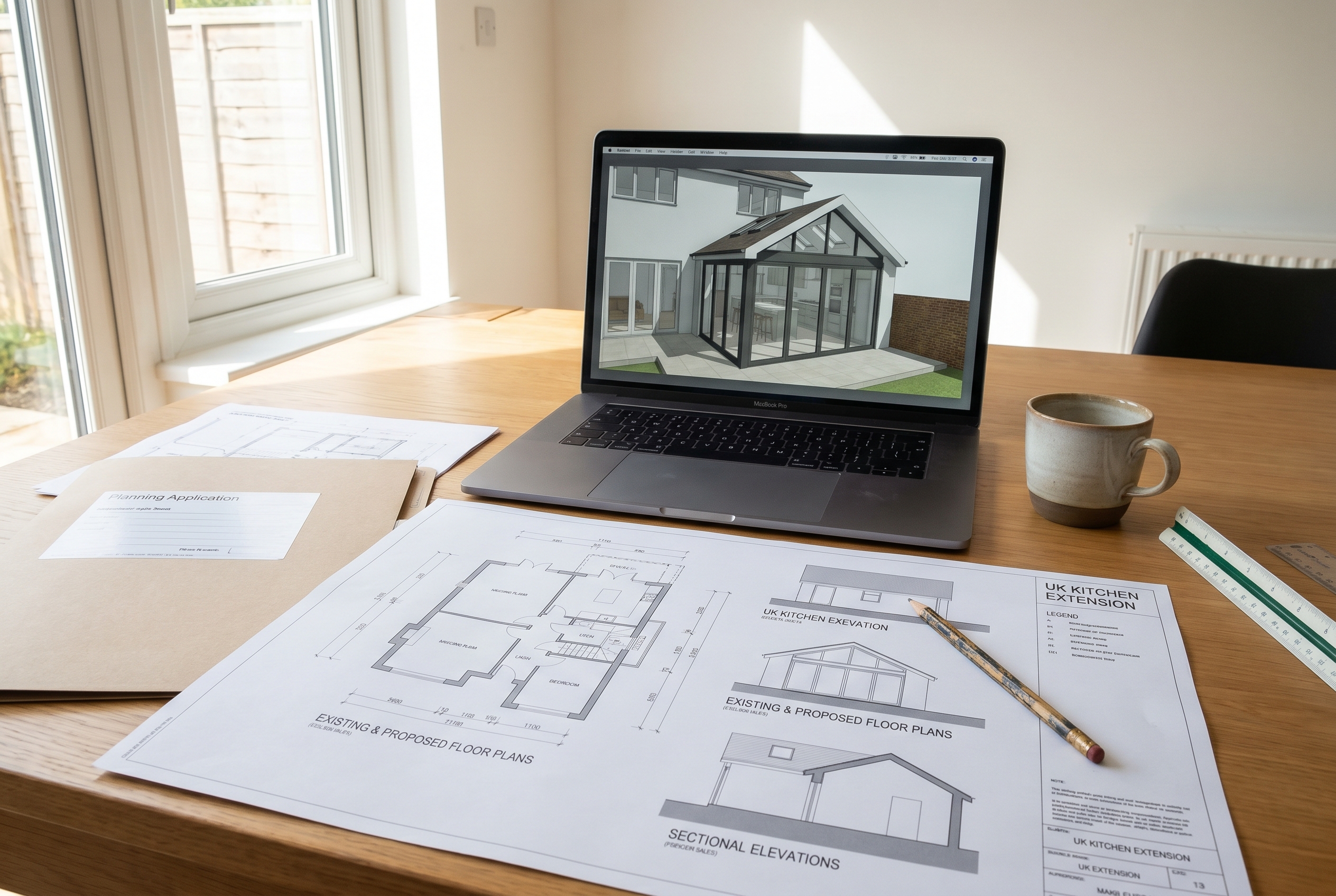 How to plan a kitchen extension - architectural drawings and floor plans