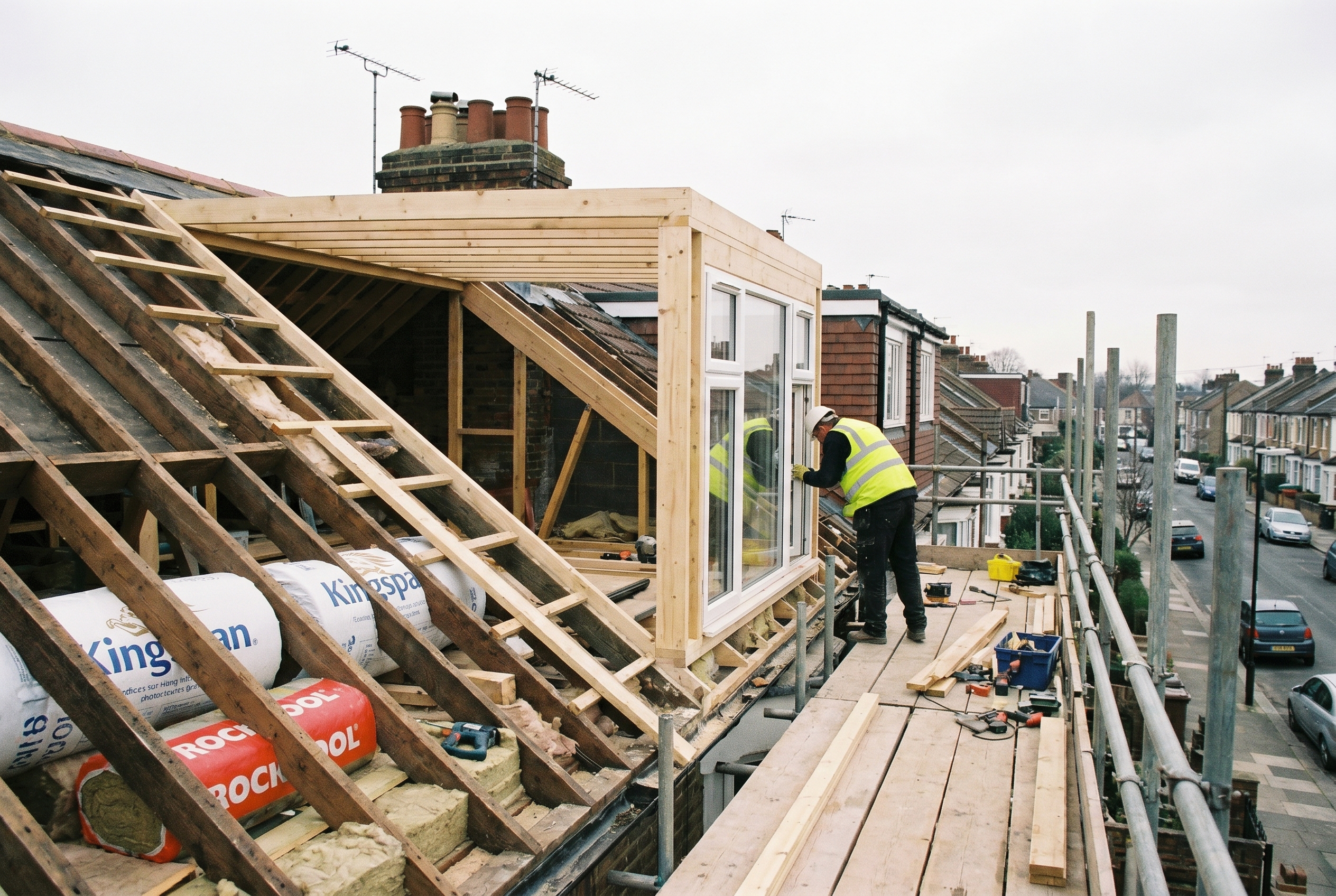 loft conversion cost 2026 UK - dormer under construction